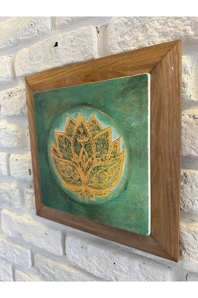woodhomeworks Панел за картина с масивна рамка от естествен камък и мрамор 26x26 см