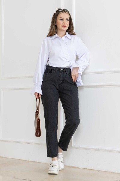 DESTEMODA Blugi Mom pentru femei Denim Super Fit Antracit 2011