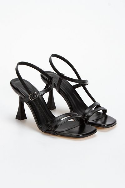 Miss Mitto Women's Black Metallic Ankle Adjustable Stylish Evening Dress Shoes with Piping Detail