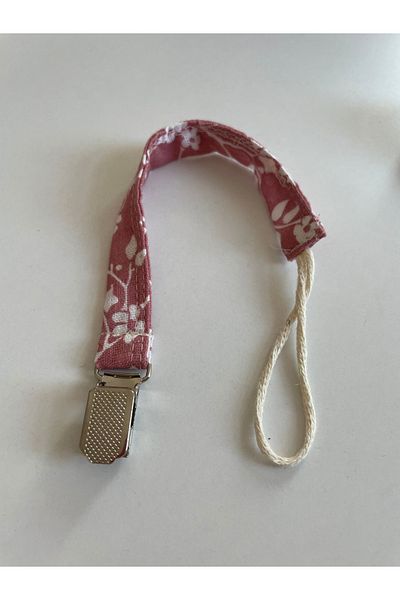 runbaby Run Baby Pink Flower Patterned Muslin Pacifier Strap