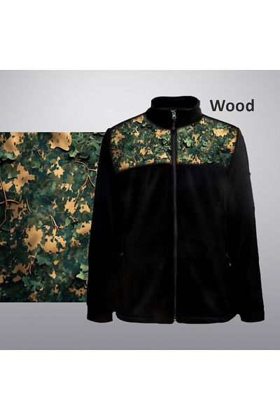 Crea Eymer Wear Καμουφλάζ Ξύλο Στρατιωτικό Σχεδιασμένο Χωρίς Παγωτό Πλήρες Φλις Μαλακό Φλις με Φερμουάρ