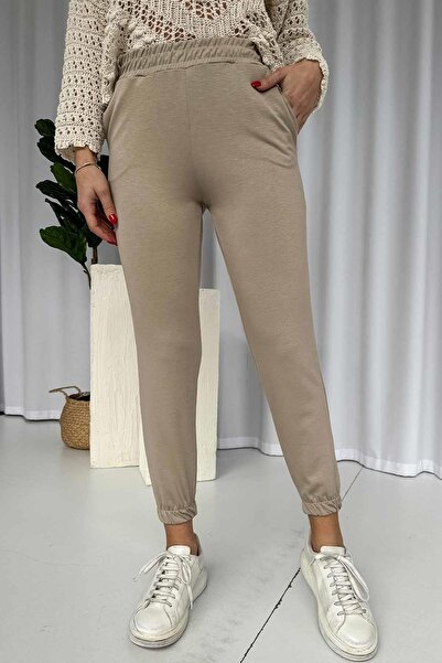 Mine Tan Butik Elastične trenirke u boji kamena Sa džepovima Jogger