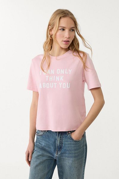 Stradivarius Cotton T-shirt with slogan