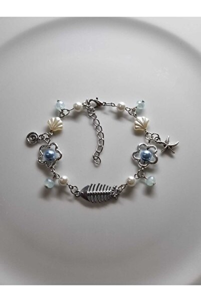 Crosswonder Blue Mermaid Spiral Charm Sea Bileklik y2k