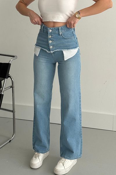 XRAY JEANS Blugi Palazzo Blue de damă cu buzunare largi