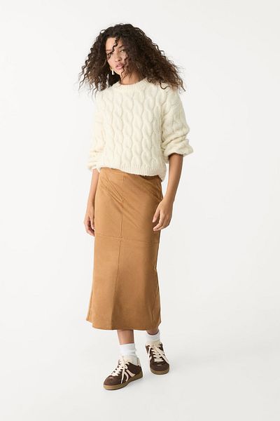 Stradivarius Faux suede midi skirt