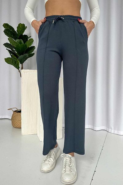 Mine Tan Butik Anthracite Colored Grassed Sweatpants - Πόδι Pipe και τσέπες