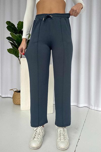 Mine Tan Butik Anthracite Colored Grassed Sweatpants - Πόδι Pipe και τσέπες