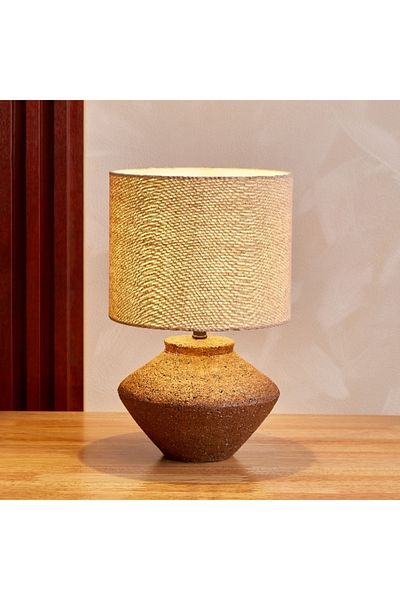 Home Box Novalie Ceramic Table Lamp with Linen Shade - 35.5 cm