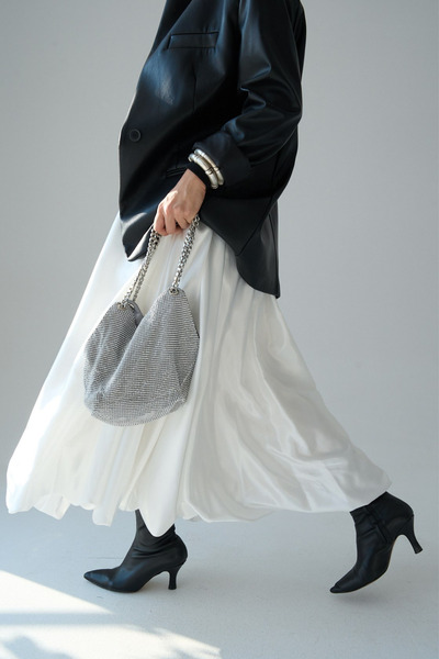 LOOSH Kadın Beyaz Saten Uzun Balon Etek