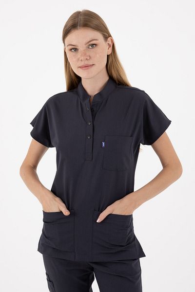 uçak iş giyim Gri antracit PETRA Premium Lycra Fabric Single Top Doctor Nurse Jersey Top