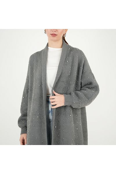Ranasubaşı Smoked Color Serpme Stone Cardigan
