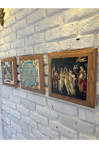 woodhomeworks Комплект от 3 панела за картина с рамка от масивно дърво, 26X26