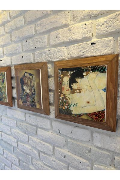 woodhomeworks Комплект от 3 панела за картина с рамка от масивно дърво, 26X26