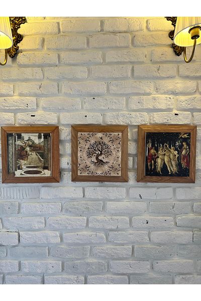 woodhomeworks Комплект от 3 панела за картина с рамка от масивно дърво, 26X26