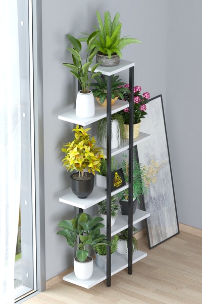 Cosargroup YÜKSEK AYAKLI Saksı Standı Saksılık Dekoratif Çiçeklik Rafı Metal İskeleti Dekoratif 6 Raflı 137cm