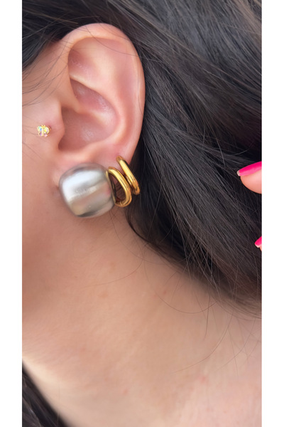 Opia JEWELRY - Basic Düğme Model Bombeli Çelik Küpe (2cm)