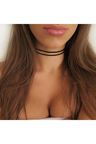 MutluBiDünya Vintage Çift Kat Deri Choker Kolye