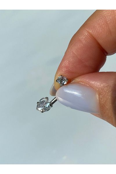 kurukafagift Navel Piercing Steel Zircon Stone Heart Model