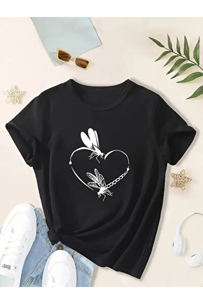 Wish BF Λιβελούλα και Καρδιά με τύπωμα oversized Μπλουζάκι