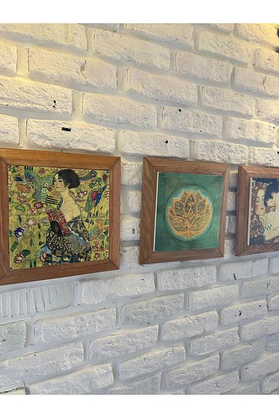 woodhomeworks Комплект от 3 панела за картина с рамка от масивно дърво, 26X26