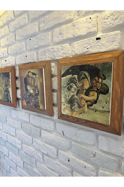 woodhomeworks Комплект от 3 панела за картина с рамка от масивно дърво, 26X26