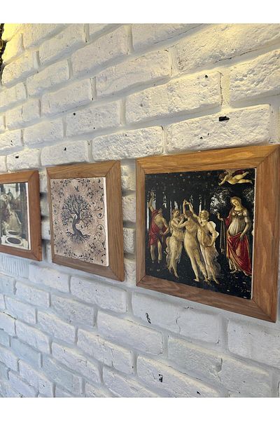 woodhomeworks Комплект от 3 панела за картина с рамка от масивно дърво, 26X26