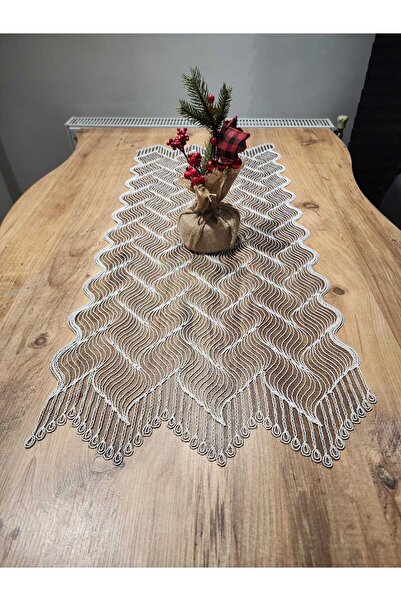 Tekstilife EV TEKSTİL çeyiz RANIR LÜX DOĞAL KORDENE 95X40 masa örtüsü