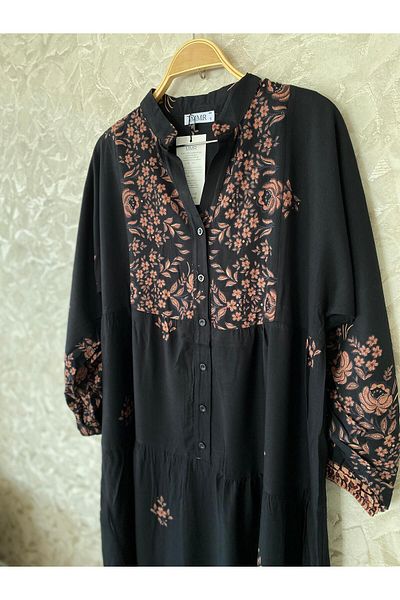 sevdalı Rochie de damă din viscoză florală neagră