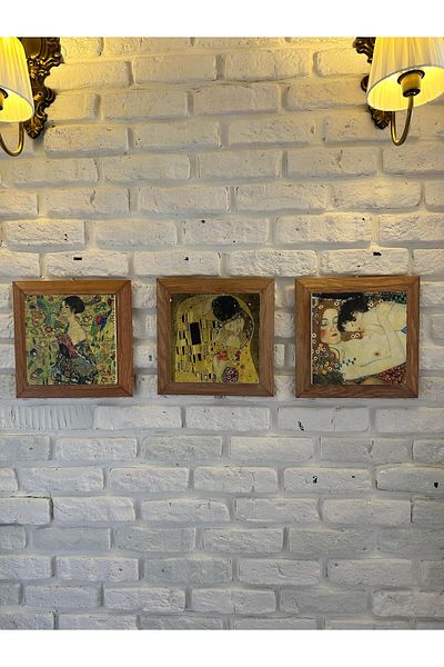 woodhomeworks Комплект от 3 панела за картина с рамка от масивно дърво, 26X26