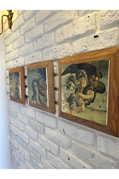 woodhomeworks Σετ 3 Πέτρινα Πίνακα Τραπεζιού με Μασίφ (Ξύλινο) Σετ 26Χ26