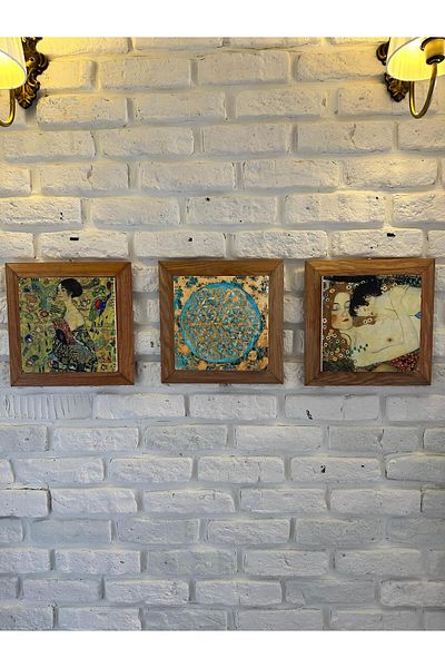 woodhomeworks Комплект от 3 панела за картина с рамка от масивно дърво, 26X26