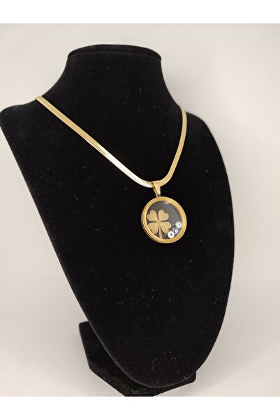 Romea قلادة إيطالية من الفولاذ المقاوم للتشويه مع تفاصيل البرسيم المفتوحة، نصف أو ربع قابلة للتشويه، لون ذهبي