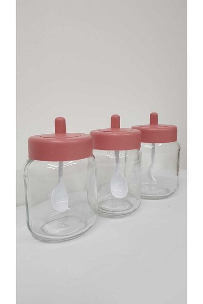 abenim Spice Holder Set with 6 Matte Lids and Spoons - 330 ml - Glass Jar