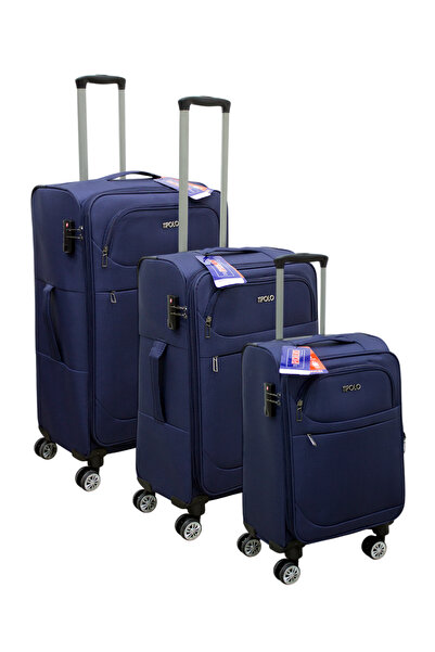 ES POLO TRIP Lacivert Kabin (KÜÇÜK) Orta Ve Büyük Boy 3'lü Carry-on Lüks Kuma...