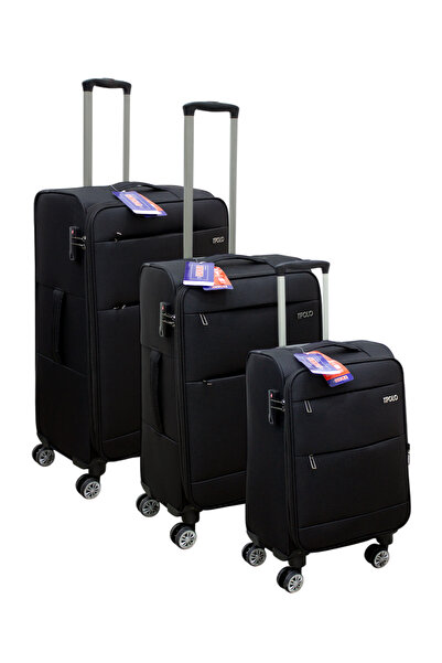 ES POLO TRIP Siyah Kabin (KÜÇÜK) Orta Ve Büyük Boy 3'lü Carry-on Lüks Kumaş V...