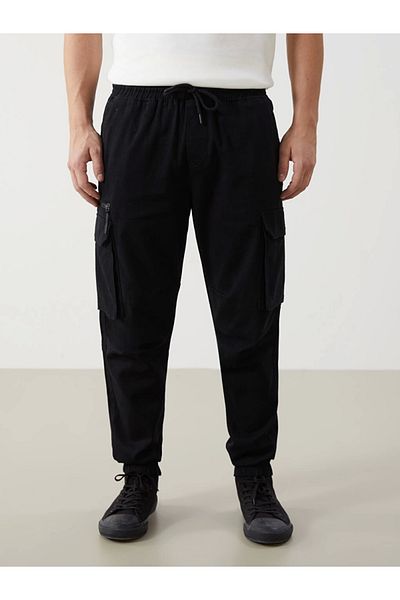 LC Waikiki Ανδρικό παντελόνι Cargo Xside Black Standard Fit