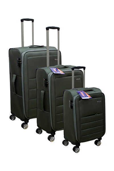 ES POLO TRIP Haki Kabin (KÜÇÜK) Orta Ve Büyük Boy 3'lü Carry-on Lüks Kumaş Va...