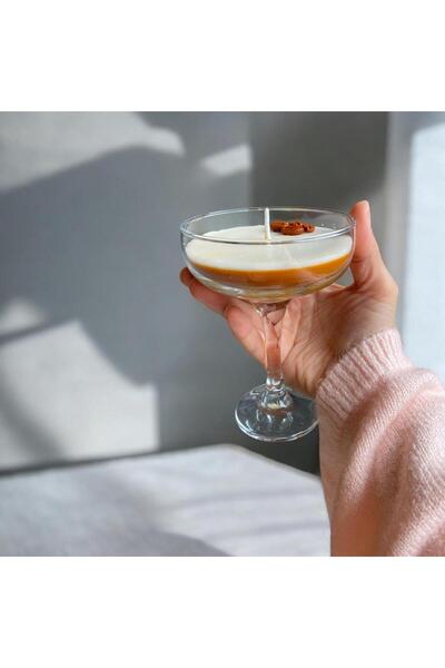 Kahve Çekirdekli Kadeh Mumu – El Yapımı, %100 Doğal Soya Wax, Kahve Kokulu Dekoratif Mum