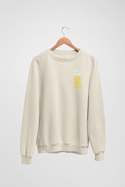 Butik Φούτερ με μακρύ μανίκι YOUR LIFE ONELY Transfer με τύπωμα με λαιμόκοψη ...