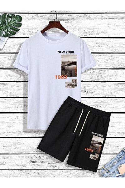 YOHO SPORT Унісекс Нью-Йорк міський принт футболка шорти комплект