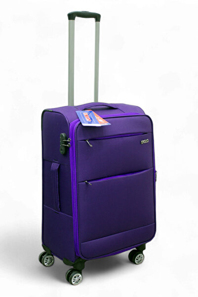 ES POLO TRIP Mor Kabin (KÜÇÜK) Orta Ve Büyük Boy 3'lü Carry-on Lüks Kumaş Valiz Seti