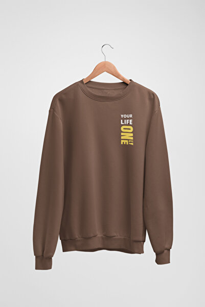 Butik Φούτερ με μακρύ μανίκι YOUR LIFE ONELY Transfer με τύπωμα με λαιμόκοψη ...