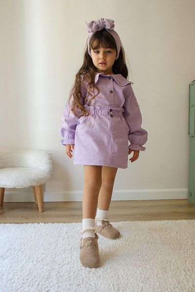 Bloom Girl's Suit with Purple Denim Skirt