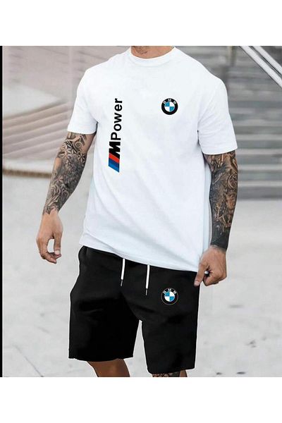 YOHO SPORT Men's Power Logo Printed Shorts T-Shirt Kit