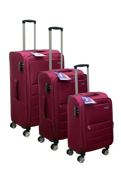 ES POLO TRIP Bordo Kabin (KÜÇÜK) Orta Ve Büyük Boy 3'lü Carry-on Lüks Kumaş V...