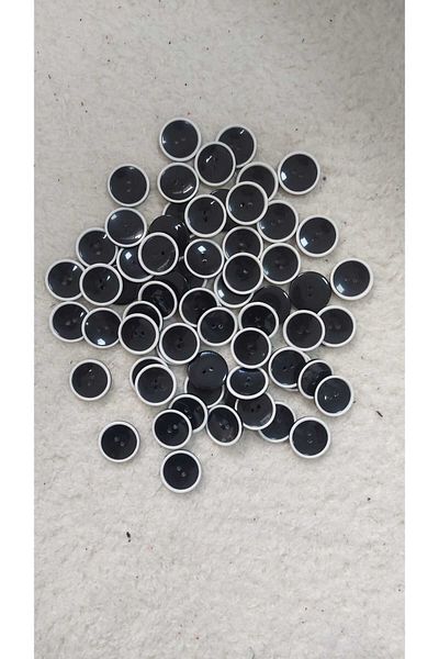 BİGÜMEX Black-White 2 Hole Polyester Button (20 Pcs)