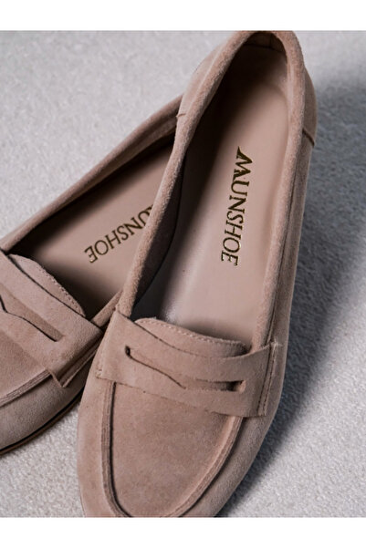 Munshoes Ela valódi bőr bézs velúr balerinák