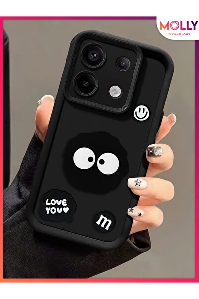 Molly Xiaomi Redmi NOTE 13 PRO 4G İçin Siyah Kenarları Kalın 3d Kabartmalı Cu...