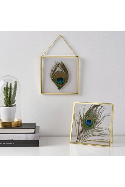 IKEA Metal Hanging Small Photo Frame 16X16 cm Ikea Footed Frame Photo Holder Gold Color